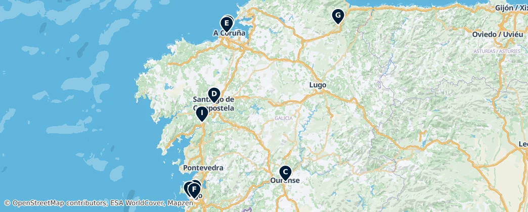 Map of Galiçya, İspanya