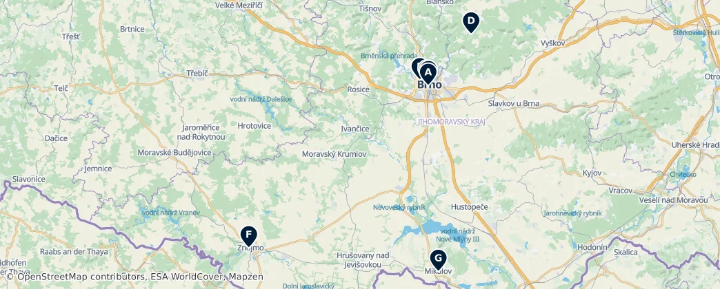 Map of Güney Moravya ili