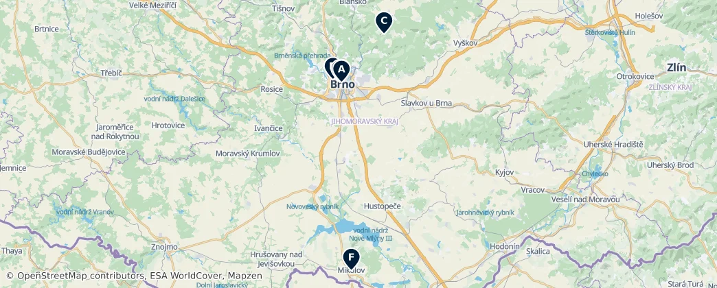 Map of Güney Moravya ili