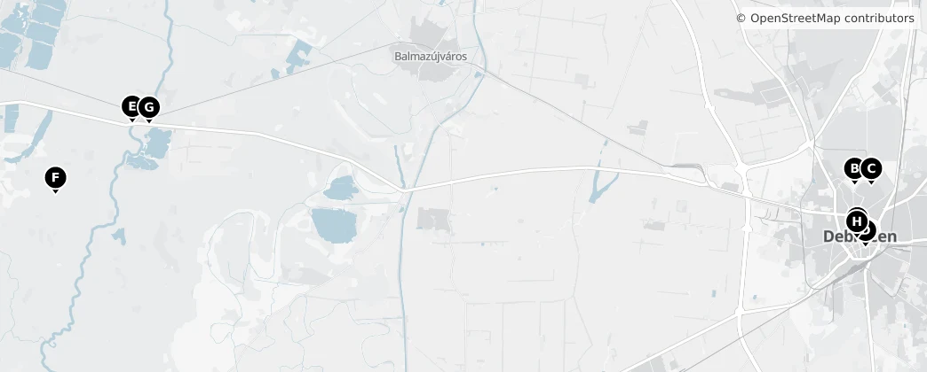 Map of Hajdú-Bihar