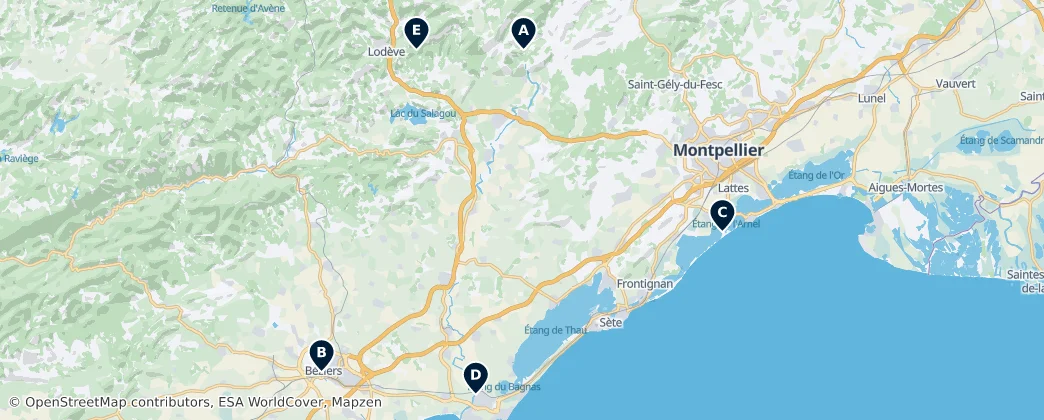 Map of Hérault, Fransa