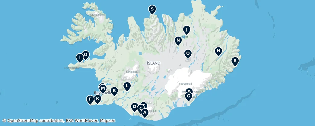 Map of Ísland