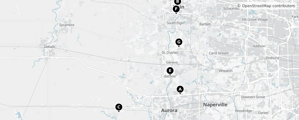 Map of Kane County, Illinois
