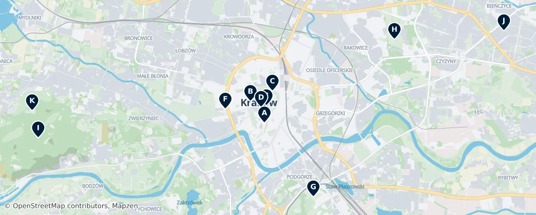 Map of Kraków