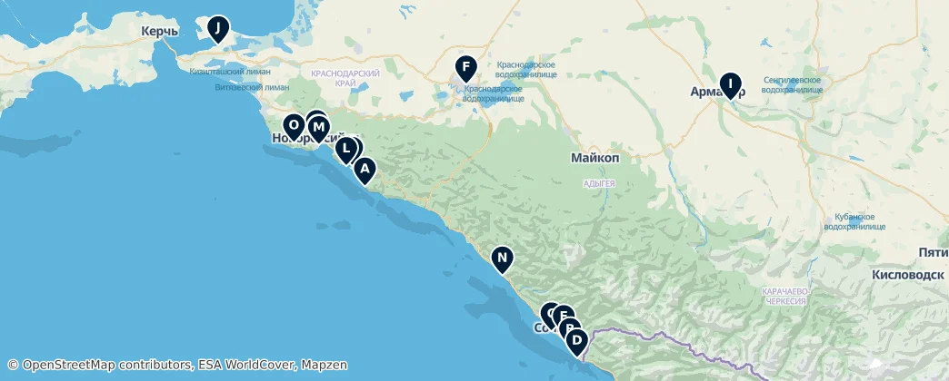 Map of Krasnodar Krayı