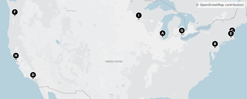 Map of Kuzey Amerika
