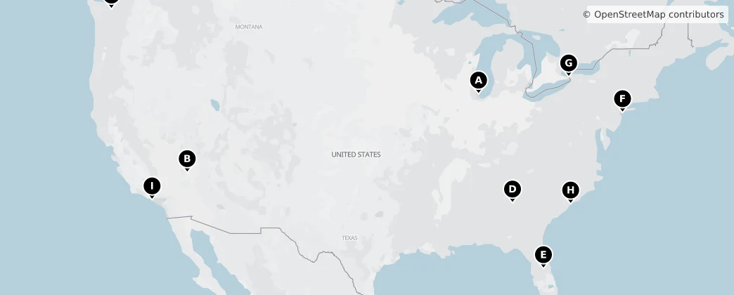 Map of Kuzey Amerika