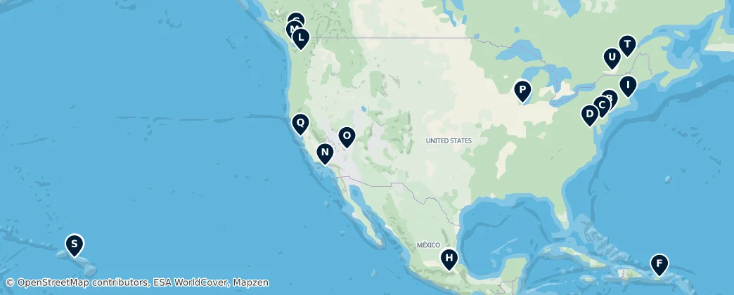 Map of Kuzey Amerika