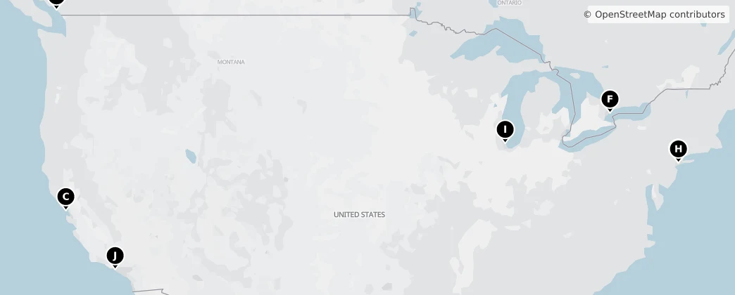 Map of Kuzey Amerika