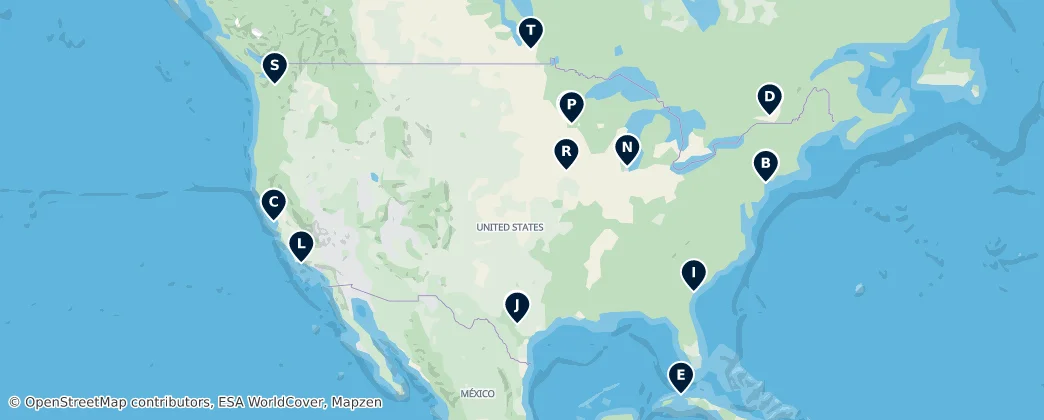 Map of Kuzey Amerika