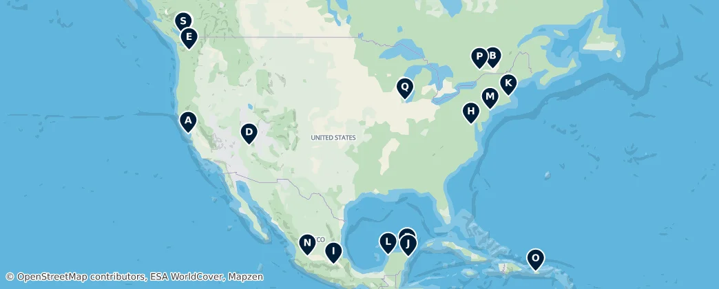 Map of Kuzey Amerika