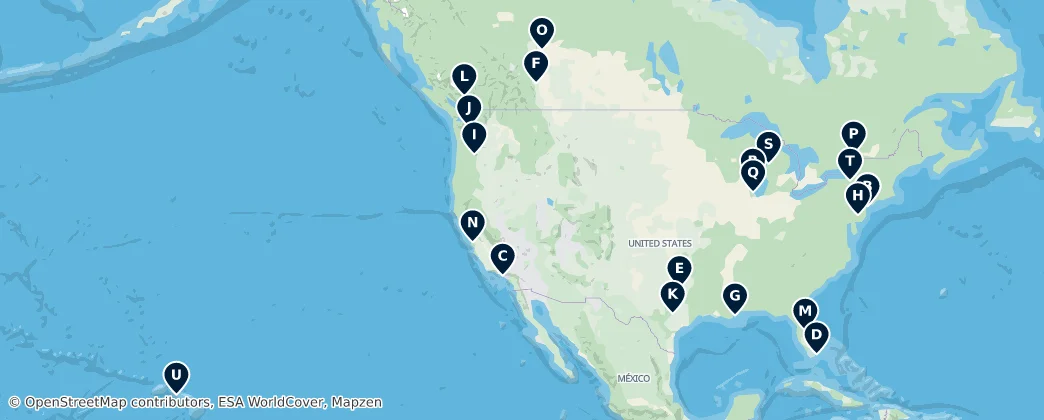 Map of Kuzey Amerika