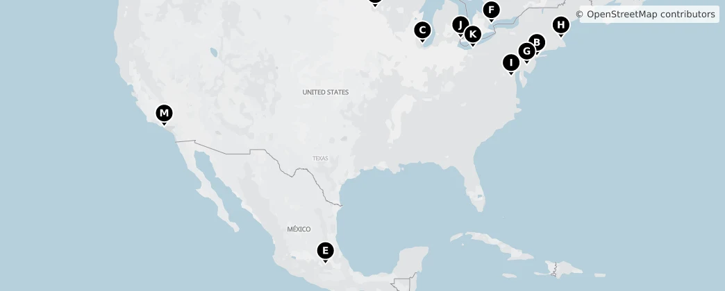 Map of Kuzey Amerika