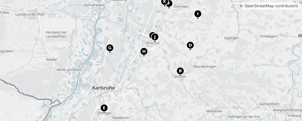 Map of Landkreis Karlsruhe