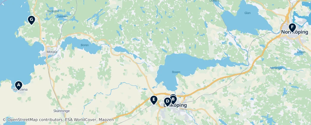 Map of Landskapet Östergötland