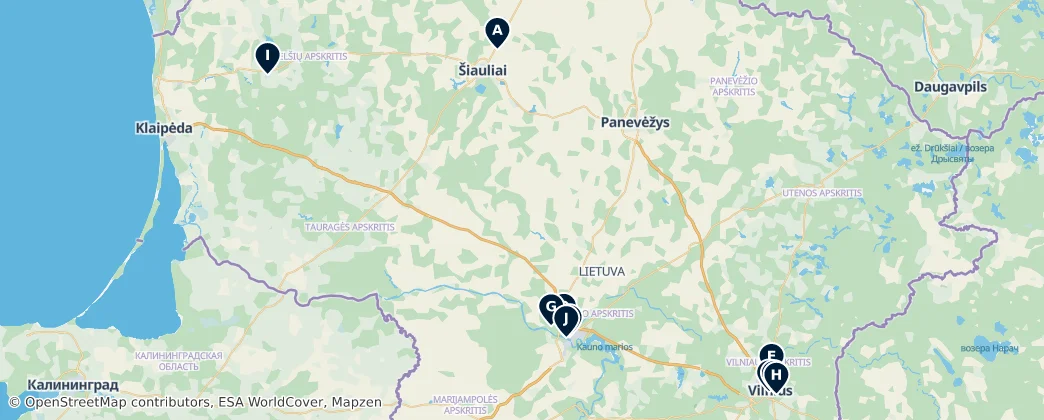 Map of Lithuania (land mass)