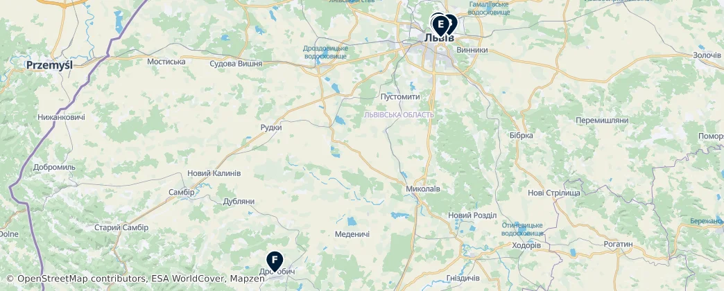 Map of Lviv Oblastı