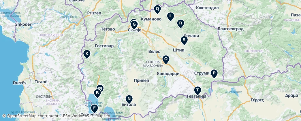 Map of Kuzey Makedonya