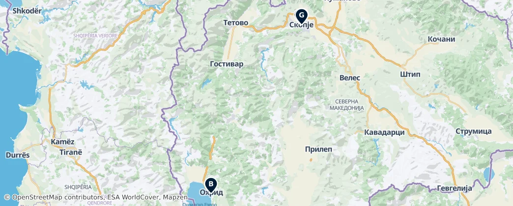 Map of Kuzey Makedonya