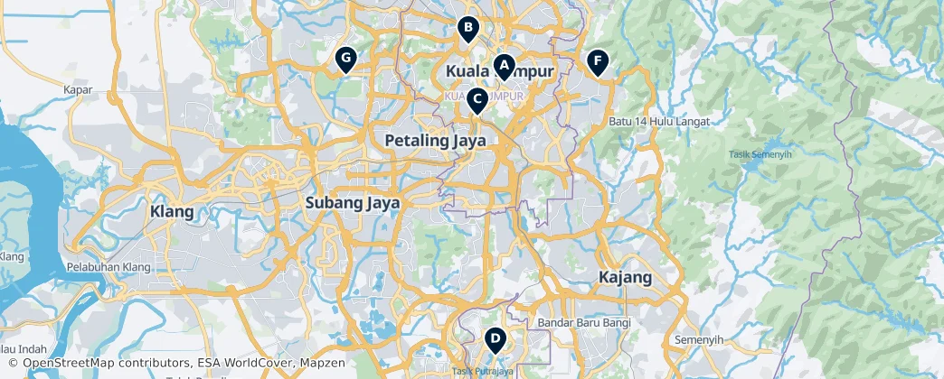 Map of Malaysia - Kuala Lumpur Timezone