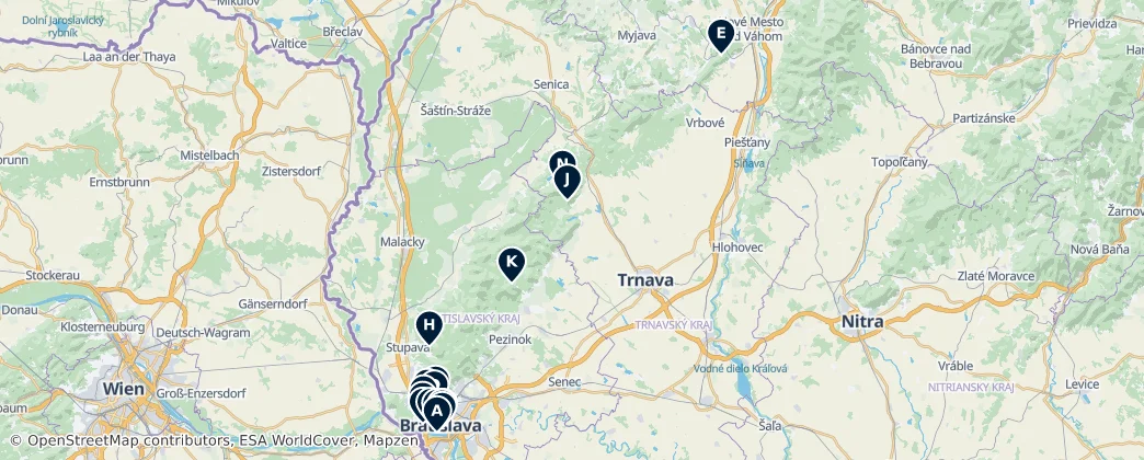 Map of Malé Karpaty
