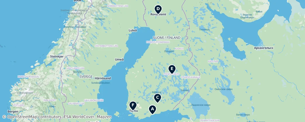 Map of Mainland Finland