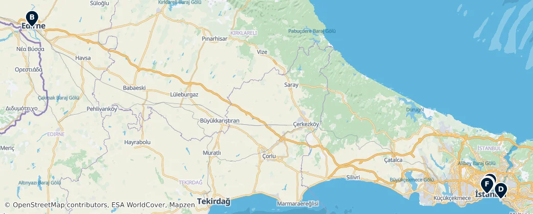 Map of Marmara Bölgesi