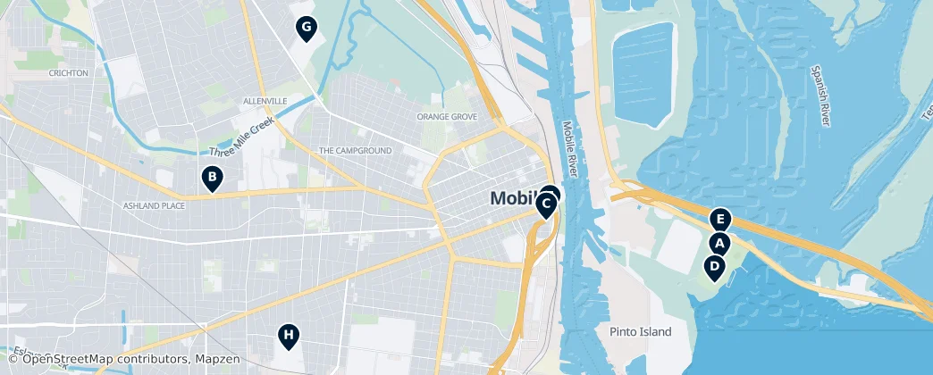 Map of Mobile, Alabama
