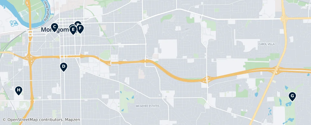 Map of Montgomery, Alabama