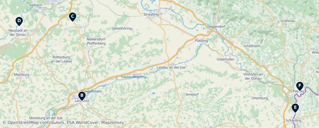 Map of Lower Bavaria