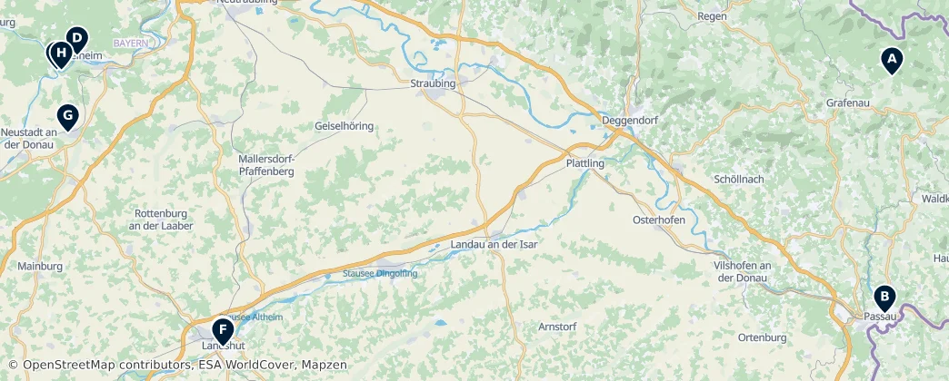 Map of Lower Bavaria