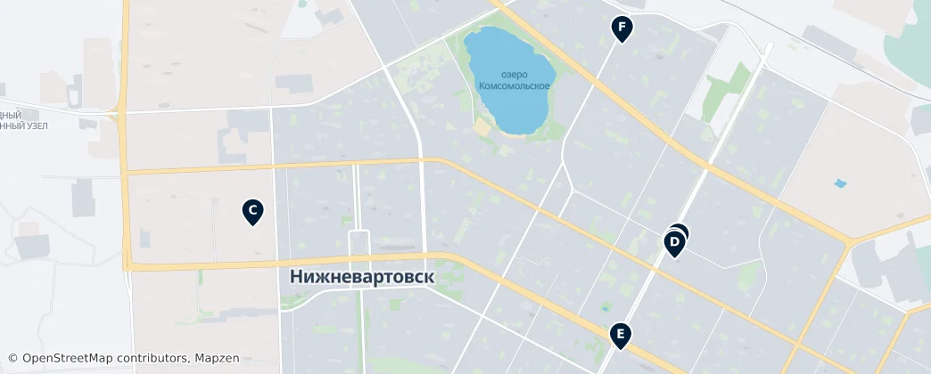 Map of Nijnevartovsk