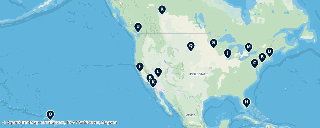 Map of Kuzey Amerika