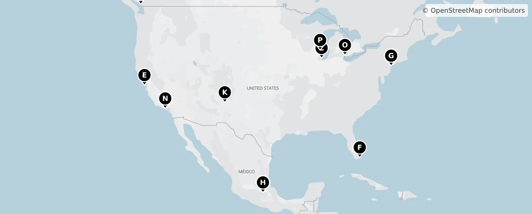 Map of Kuzey Amerika