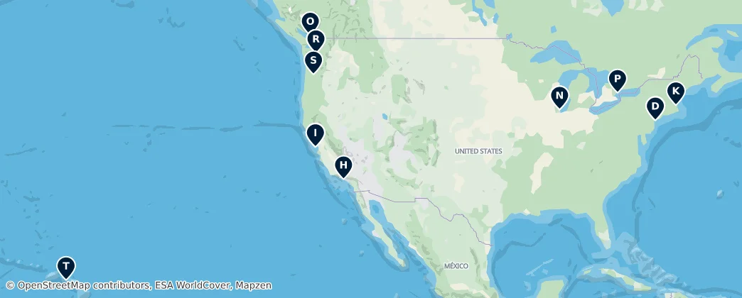 Map of Kuzey Amerika