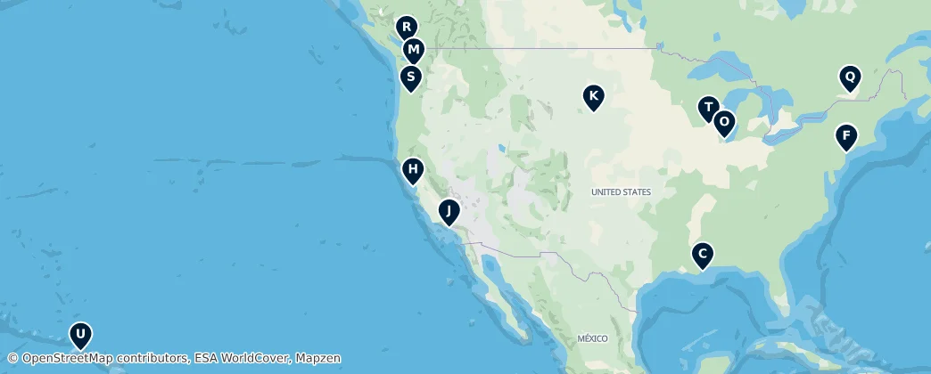 Map of Kuzey Amerika