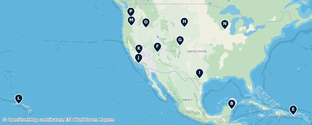Map of Kuzey Amerika