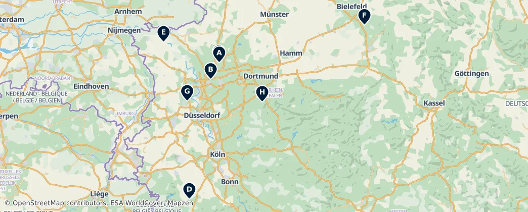 Map of Kuzey Ren-Vestfalya