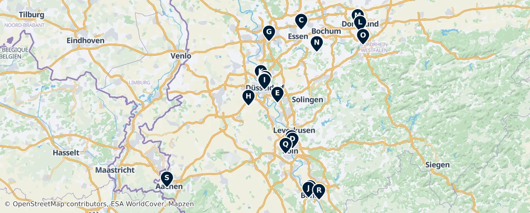 Map of Kuzey Ren-Vestfalya