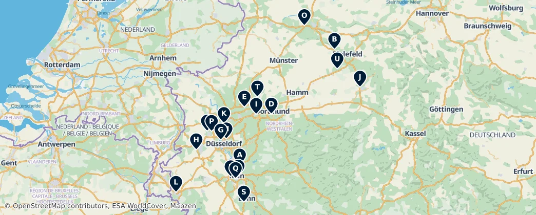 Map of Kuzey Ren-Vestfalya