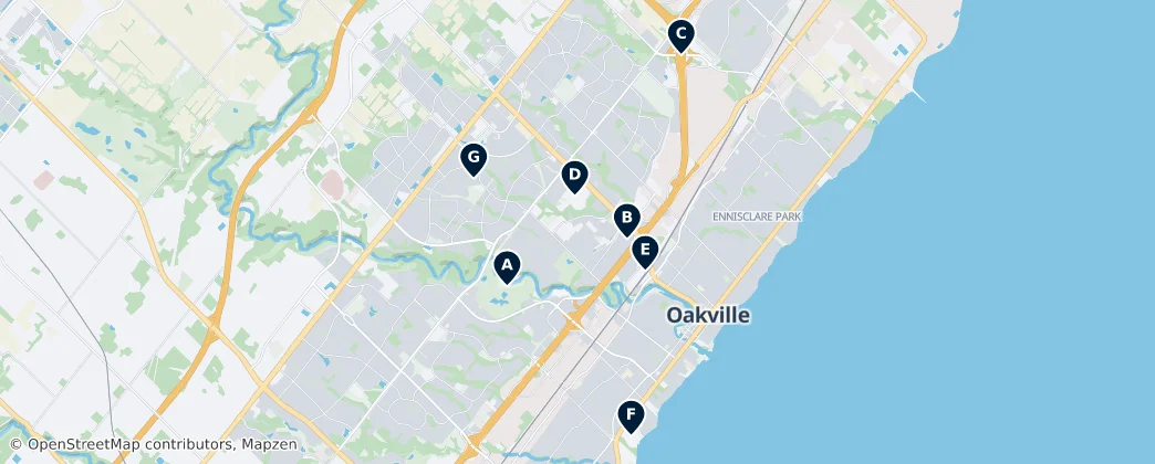 Map of Oakville, Ontario