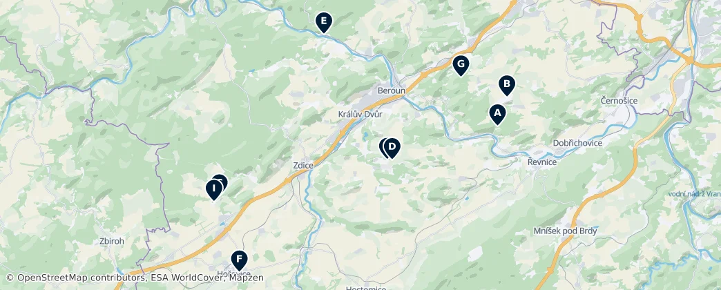 Map of Beroun ilçesi