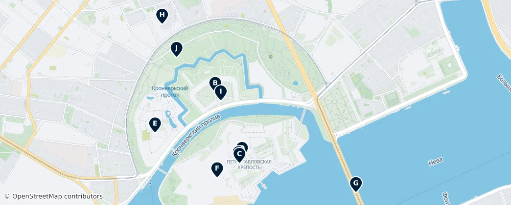 Map of Kronverkskoye Municipal Okrug