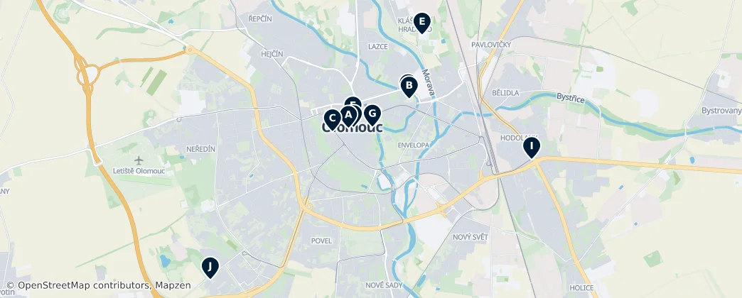 Map of Olomouc