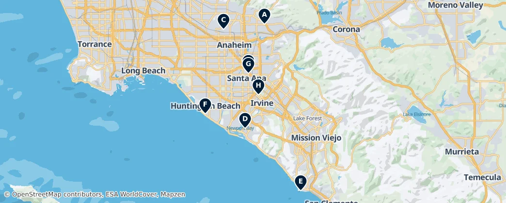 Map of Orange County, Kaliforniya