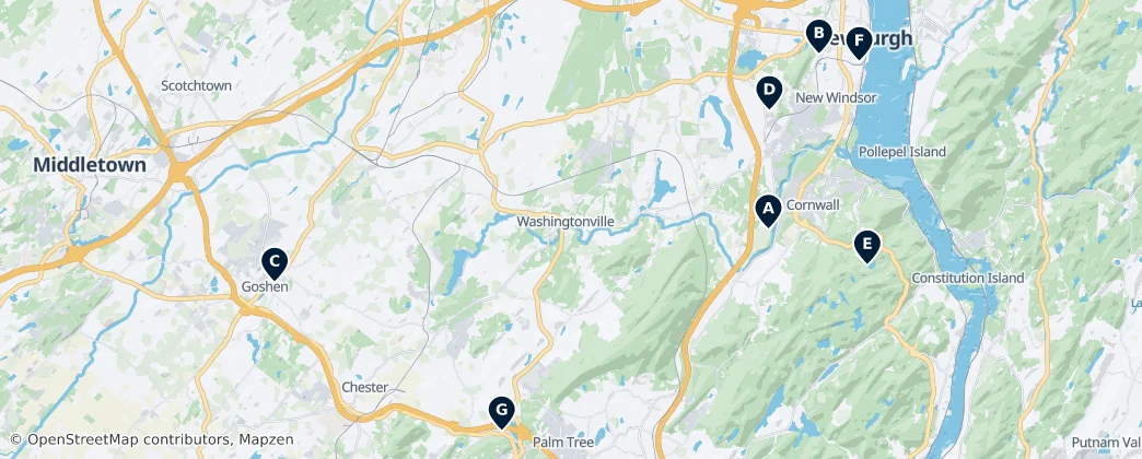 Map of Orange County, New York