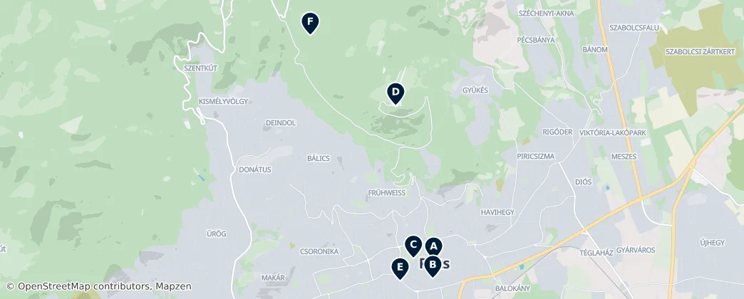 Map of Pécs