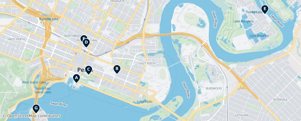 Map of Perth, Batı Avustralya