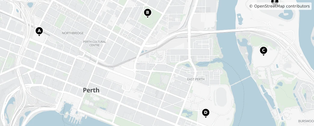 Map of Perth, Batı Avustralya