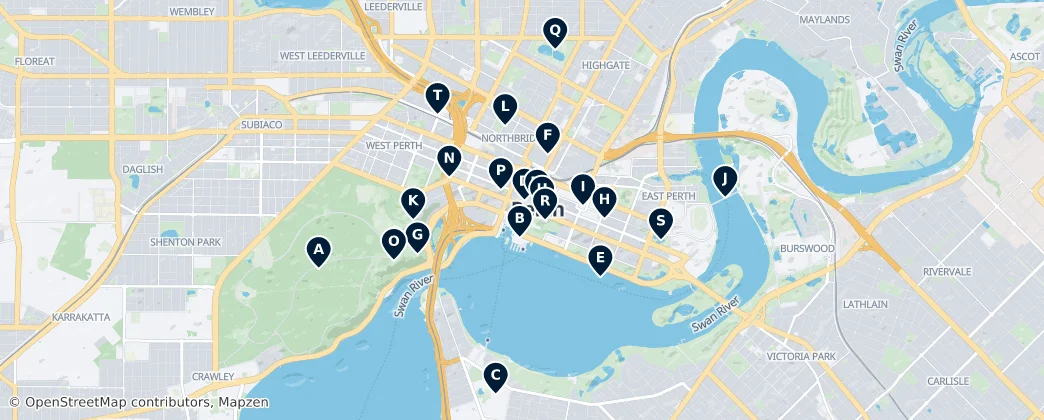 Map of Perth, Batı Avustralya